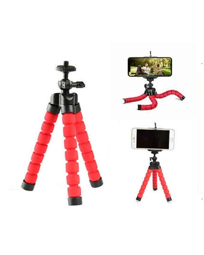 Portable Mini Flexible Foam Tripod Stand - Black