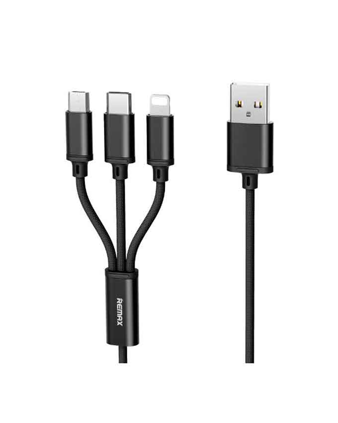 Remax 3in1 Cable RC-131th Gition Series For Micro USB,Type-C And Lightning - Black