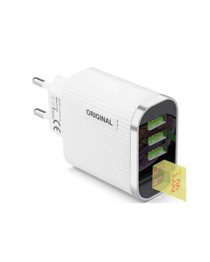 Original Digital Display Mobile Charger With 3 Ports USB