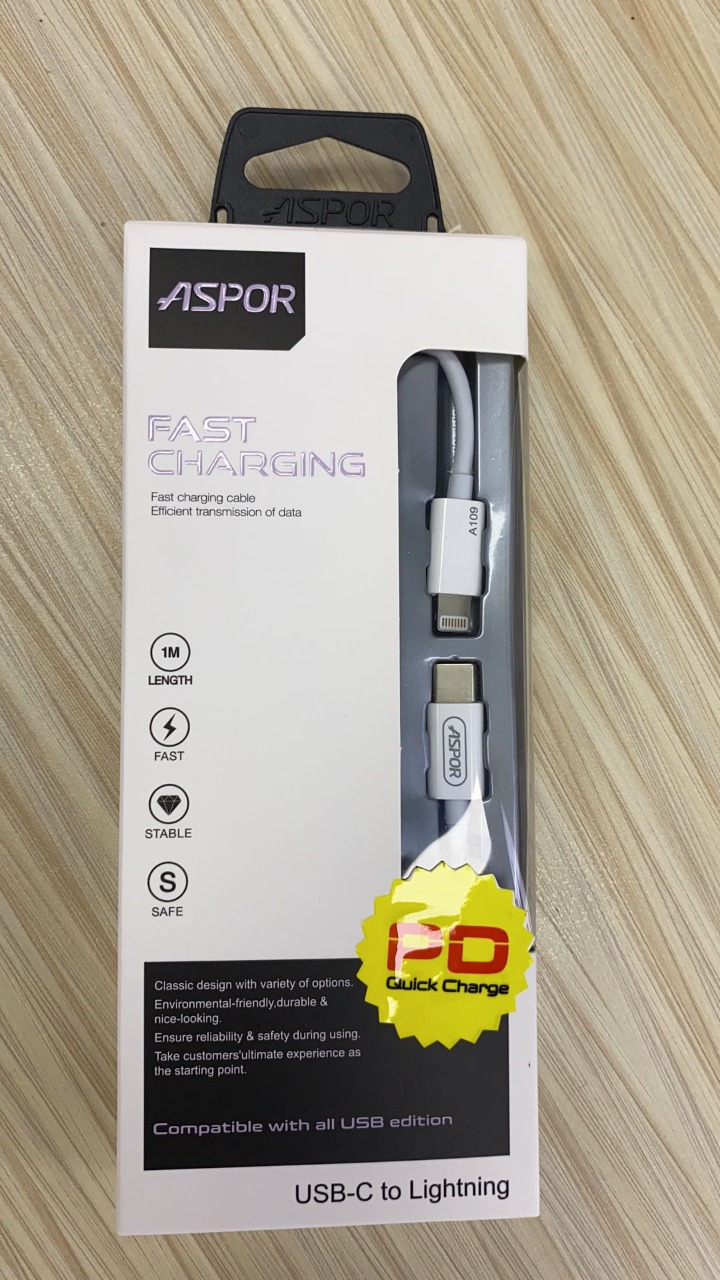 Aspor PD USB-C to Lightning Charging Cable