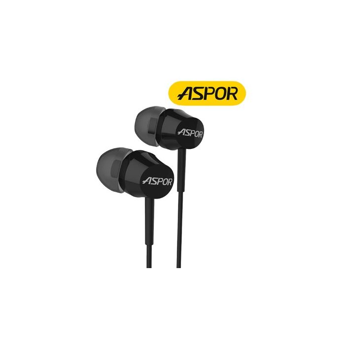 ASPOR A201 DC 3.5mm Earphone mic + volum control+ Pause Button black