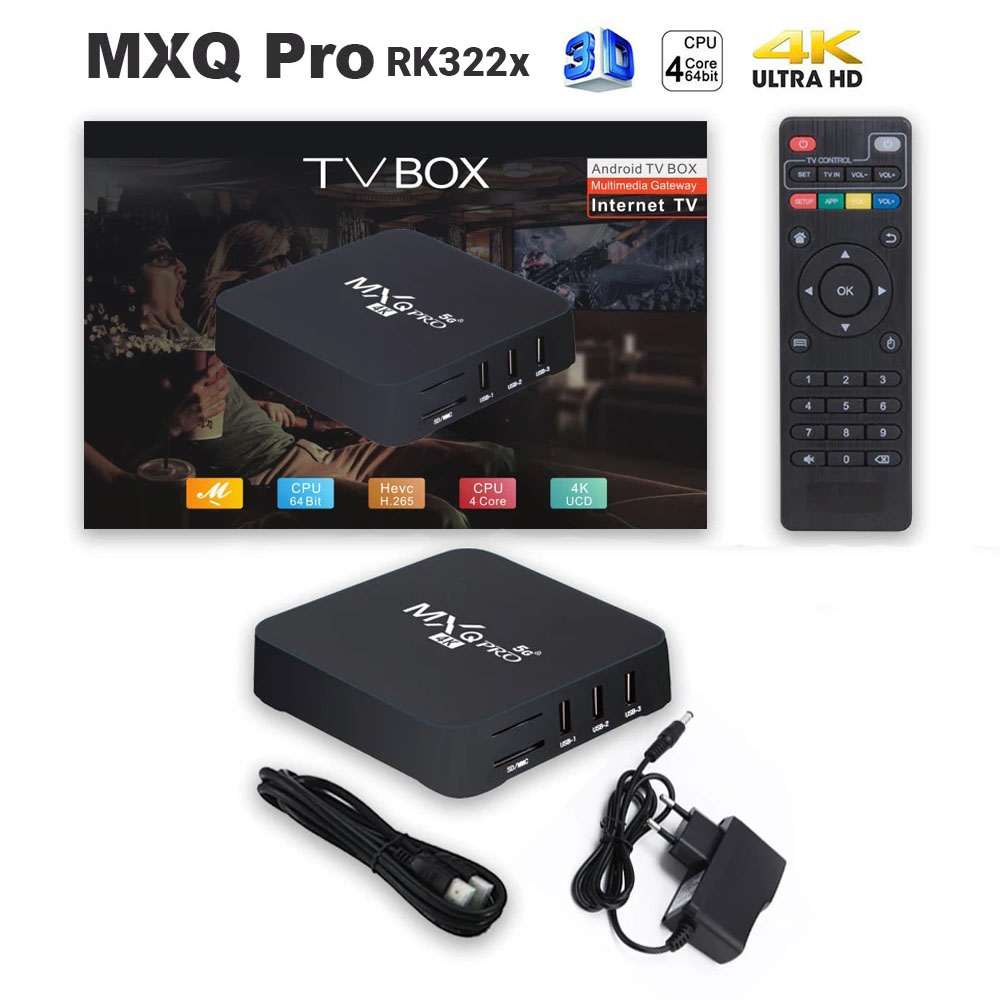 Mxq Pro 4k Tv Box Android 10.0 4k Hdr Ultra-Hd Video 2.4g 5g Wifi 4gb+64gb