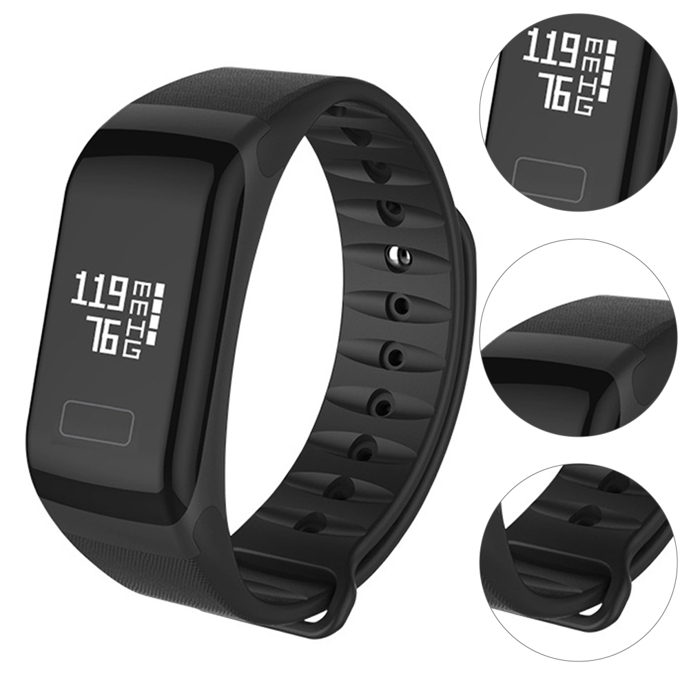 F1 PLUS BLACK BLOOD PRESSURE WATERPROOF BLUETOOTH FITNESS BRACELET HEART RATE MONITOR
