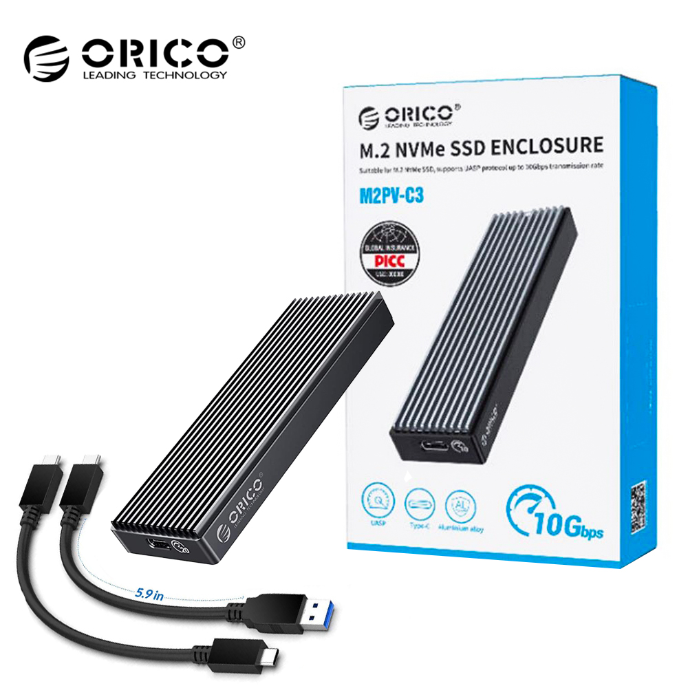 Orico M.2 Nvme Ssd Enclosure, Usb 3.1 Gen 2 (10 Gbps)