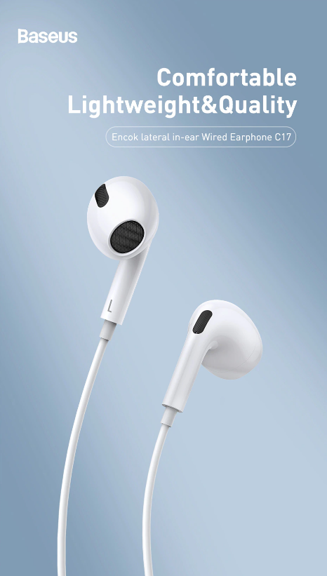 Baseus Encok Type-C lateral in-ear Wired Earphone C17 White - Image 2