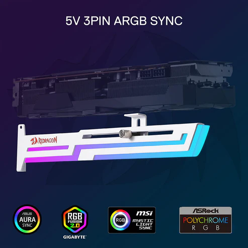 Redragon GCPO3 White Graphics Card Gpu Support Bracket