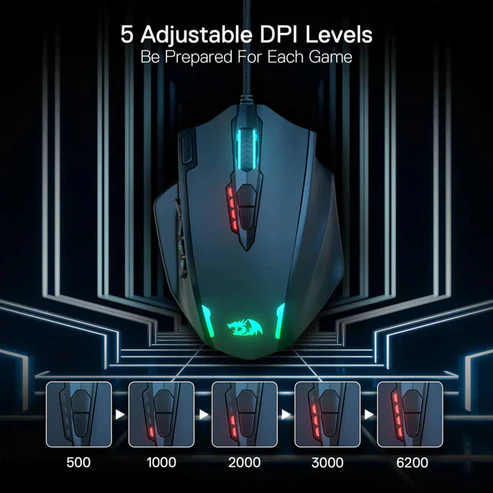 Redragon M908 Impact Black 12400 DPI With 12 Side Buttons Gaming Mouse - Image 3