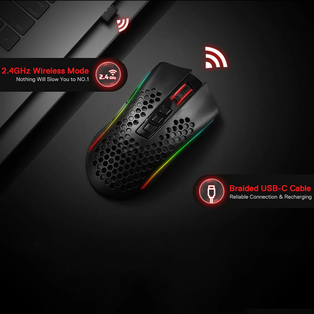 Redragon M808-KS Storm PRO Black Wireless 16000 DPI Mouse - Image 4