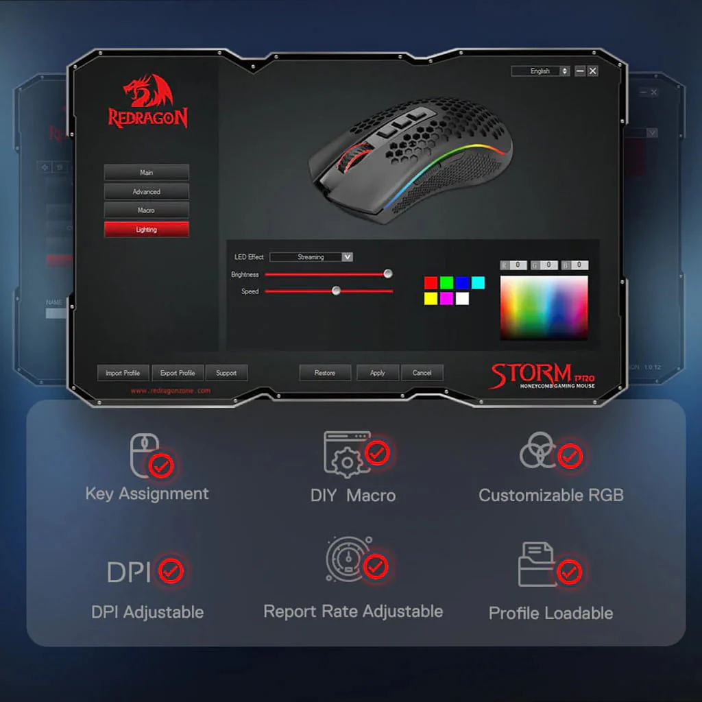Redragon M808-KS Storm PRO Black Wireless 16000 DPI Mouse - Image 2